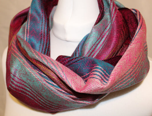 Stunning colourful handwoven scarves, artisan from Ecuador