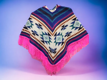 Handmade Fair Trade Alpaca Children's Ponchos | Hooded with Incan Pattern | Warm Alpaca Wool | Car Poncho | Colorful & Trendy Kids Outerwear