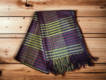 Beautiful handwoven warm chequered scarves, wrap, shawl, spring, colourful, high quality, Ecuadorian, handmade, boho-chic, elegant, unisex