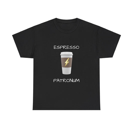 Espresso Patronum Coffee Lover T-Shirt | Funny Harry Potter Quote Tee | Coffee Cup Graphic Shirt, heavy cotton, unisex