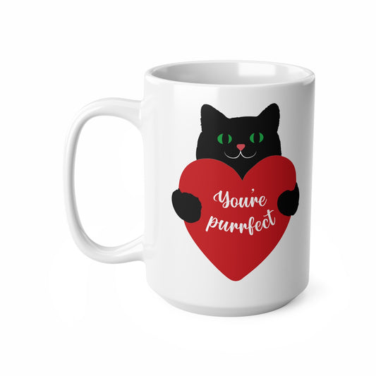 Black Cat Ceramic Coffee Cup - You're Purrfect Cat Lover Gift - 11oz/15oz Mug