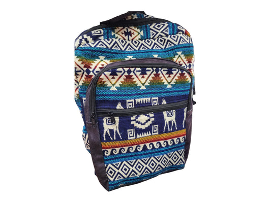 Handmade hand embroidered Inca Design Backpacks from Ecuador | Ethically Sourced & Fair Traded Cotton faux leather Rucksack